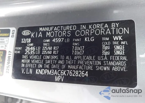 2019 Kia Sportage Lx from USA, damaged, VIN KNDPM3AC6K7628264